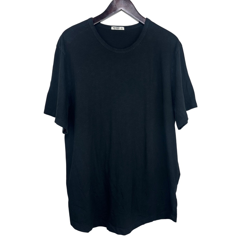 Buck Mason Mens XXL Tall Black Short Sleeve Curved Hem Crew Neck Tee Made in USA